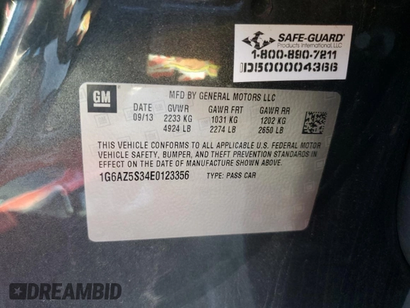 2014 Cadillac CTS Premium AWD with VIN 1G6AZ5S34E0123356, listed as a Copart auction lot 69327504 with 136,292 mi miles and Salvage Title. Bid and sale history available at DreamBid. Image 12.