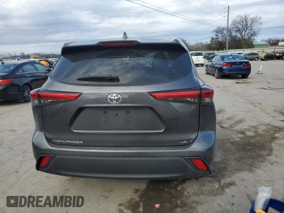 2020 Toyota Highlander LE with VIN 5TDZZRAH8LS003185, listed as a Copart auction lot 44607575 with 95,672 mi miles and Salvage title. Bid and sale history available at DreamBid. Image 6.