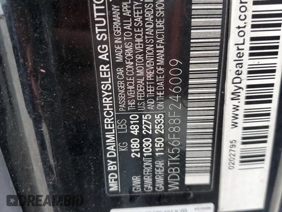 2008 Mercedes-Benz CLK 350 с VIN WDBTK56F88F246009, выставлен на аукционе Copart как лот 43073965 с пробегом 161 324 миль миль и Списание • Salvage title. История ставок и продаж доступна на DreamBid. Изображение 12.