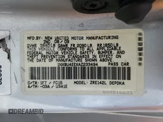 2010 Toyota Corolla with VIN 1NXBU4EEXAZ233494, listed as a Copart auction lot 64494725 with 129,452 mi miles and Salvage title. Bid and sale history available at DreamBid. Image 13.