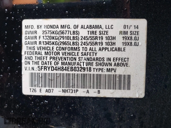 2014 Acura MDX Advance with VIN 5FRYD4H84EB032918, listed as a IAAI auction lot 42399048 with 160,523 mi miles and . Bid and sale history available at DreamBid. Image 9.