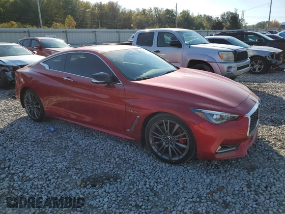 2020 Infiniti Q60 Red Sport 400 with VIN JN1FV7EL3LM460437, listed as a Copart auction lot 78080804 with 55,518 mi miles and Clean title. Bid and sale history available at DreamBid. Image 4.