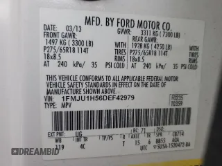 2013 Ford Expedition XLT с VIN 1FMJU1H56DEF42979, выставлен на аукционе Copart как лот 59264785 с пробегом 192 415 миль миль и Чистый • Clean title. История ставок и продаж доступна на DreamBid. Изображение 13.