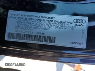 2002 Audi TT with VIN TRUWC28N521038985, listed as a Copart auction lot 82837794 with 209,776 mi miles and Salvage Title. Bid and sale history available at carsss.com. Image 12.