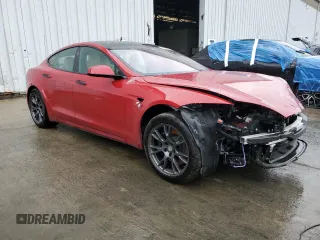 2021 Tesla Model S Plaid with VIN 5YJSA1E61MF436369, listed as a Copart auction lot 48505375 with 34,388 mi miles and Salvage Title. Bid and sale history available at carsss.com. Image 4.