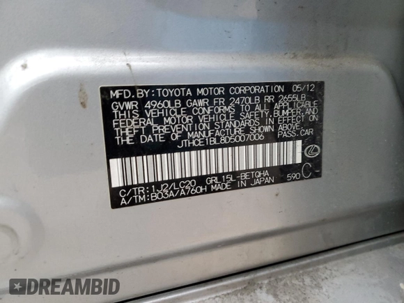 2013 Lexus GS 350 z VIN JTHCE1BL8D5007006, wystawiony jako Copart lot #47203725 z przebiegiem 149 673 mil mil oraz Nie do naprawy • Non repairable. Historia ofert i sprzedaży dostępna na DreamBid. Obrazek 12.