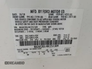 2019 Ford EcoSport SE with VIN MAJ6S3GL4KC251309, listed as a Copart auction lot 49452025 with 80,336 mi miles and Salvage Title. Bid and sale history available at carsss.com. Image 13.