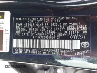 2013 Toyota Avalon XLE with VIN 4T1BK1EB6DU056103, listed as a IAAI auction lot 42553318 with 114,143 mi miles and . Bid and sale history available at DreamBid. Image 9.