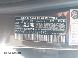 2014 Mercedes-Benz E 550 Sport with VIN WDDHF9BB5EA971894, listed as a IAAI auction lot 41405571 with 113,363 mi miles and . Bid and sale history available at DreamBid. Image 9.