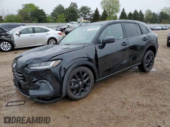 2024 Honda HR-V Sport with VIN 3CZRZ2H59RM726680, listed as a Copart auction lot 55129335 with 15,435 mi miles and Salvage title. Bid and sale history available at DreamBid. Image 1.