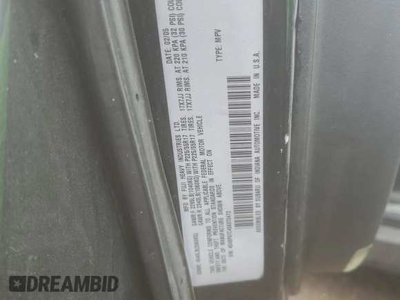 2005 Subaru Legacy Outback XT Limited with VIN 4S4BP67C456370472, listed as a Copart auction lot 61002315 with 224,867 mi miles and Salvage title. Bid and sale history available at DreamBid. Image 13.
