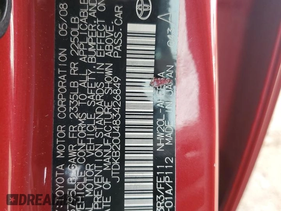 2008 Toyota Prius with VIN JTDKB20U483426849, listed as a Copart auction lot 50759535 with 174,628 mi miles and Salvage Title. Bid and sale history available at carsss.com. Image 14.