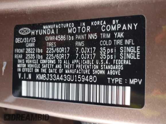 2016 Hyundai Tucson SE z VIN KM8J33A43GU159480, wystawiony jako Copart lot #80559024 z przebiegiem 74 537 mil mil oraz Szkoda całkowita • Salvage title. Historia ofert i sprzedaży dostępna na DreamBid. Obrazek 14.