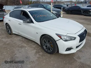 2017 Infiniti Q50 3.0t Premium with VIN JN1EV7AR1HM841541, listed as a IAAI auction lot 41876174 with 64,552 mi miles and . Bid and sale history available at carsss.com. Image 1.