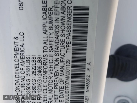 2021 Acura TLX Type S with VIN 19UUB7F07MA001109, listed as a Copart auction lot 85653194 with 0 mi miles and Salvage Title. Bid and sale history available at carsss.com. Image 12.