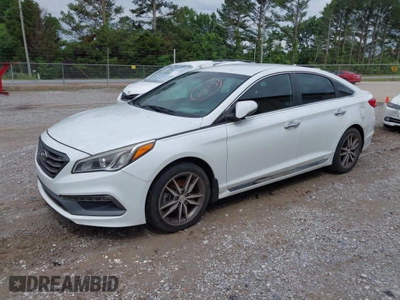 2015 Hyundai Sonata Sport with VIN 5NPE34AB1FH193503, listed as a IAAI auction lot 42195408 with 117,677 mi miles and . Bid and sale history available at carsss.com. Image 2.