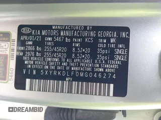 2021 Kia Sorento SX Prestige X-Line with VIN 5XYRKDLF0MG046274, listed as a IAAI auction lot 41046731 with 71,033 mi miles. Bid and sale history available at carsss.com. Image 9.