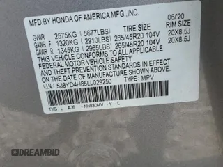 2020 Acura MDX w/Advance Pkg with VIN 5J8YD4H85LL029250, listed as a Copart auction lot 72891134 with 85,172 mi miles and Salvage Title. Bid and sale history available at carsss.com. Image 13.