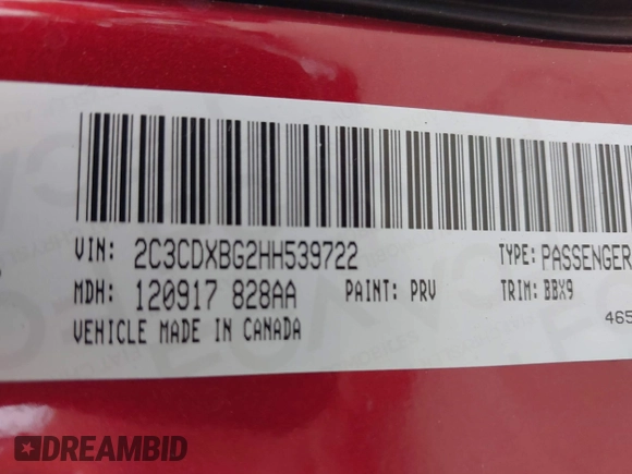 2017 Dodge Charger SE with VIN 2C3CDXBG2HH539722, listed as a IAAI auction lot 42170349 with 186,762 mi miles and . Bid and sale history available at carsss.com. Image 9.