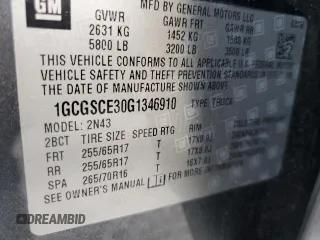 2016 Chevrolet Colorado 2WD LT with VIN 1GCGSCE30G1346910, listed as a Copart auction lot 52750195 with 169,445 mi miles and Salvage title. Bid and sale history available at DreamBid. Image 12.