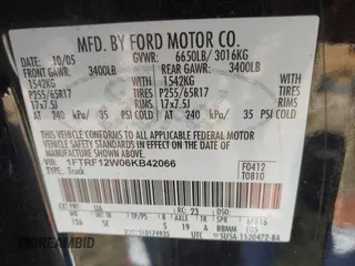 2006 Ford F-150 XL with VIN 1FTRF12W06KB42066, listed as a IAAI auction lot 41663377 with 136,528 mi miles and . Bid and sale history available at DreamBid. Image 9.