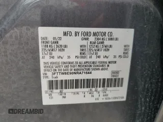 2022 Ford Maverick XL z VIN 3FTTW8E90NRA71644, wystawiony jako Copart lot #59330085 z przebiegiem 26 690 mil mil oraz Szkoda całkowita • Salvage title. Historia ofert i sprzedaży dostępna na DreamBid. Obrazek 12.