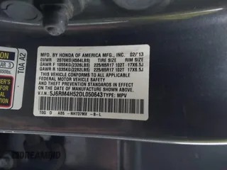 2013 Honda CR-V EX with VIN 5J6RM4H52DL050643, listed as a IAAI auction lot 41941385 with Not Provided miles and . Bid and sale history available at DreamBid. Image 9.