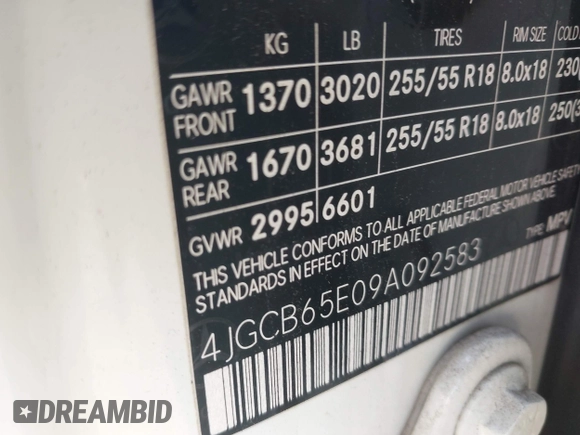 2009 Mercedes-Benz R 3.5L with VIN 4JGCB65E09A092583, listed as a IAAI auction lot 42102652 with 161,426 mi miles and . Bid and sale history available at DreamBid. Image 9.