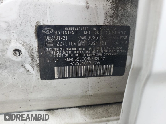 2022 Hyundai Ioniq Blue z VIN KMHC65LC0NU282862, wystawiony jako Copart lot #61659595 z przebiegiem 147 446 mil mil oraz Czysty tytuł • Clean title. Historia ofert i sprzedaży dostępna na DreamBid. Obrazek 12.