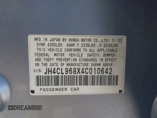 2004 Acura TSX with VIN JH4CL968X4C010642, listed as a IAAI auction lot 42536927 with 180,303 mi miles and . Bid and sale history available at DreamBid. Image 9.