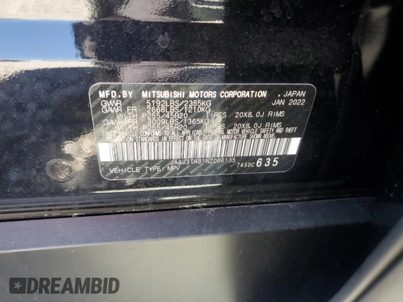 2022 Mitsubishi Outlander ES z VIN JA4J3TA81NZ066135, wystawiony jako Copart lot #50759715 z przebiegiem 64 627 mil mil oraz Szkoda całkowita • Salvage title. Historia ofert i sprzedaży dostępna na DreamBid. Obrazek 13.
