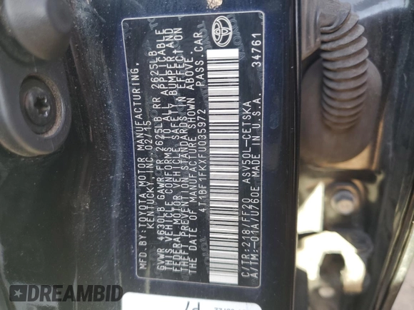2015 Toyota Camry XLE with VIN 4T1BF1FKXFU035972, listed as a Copart auction lot 73031424 with 129,284 mi miles and Salvage Title. Bid and sale history available at carsss.com. Image 12.