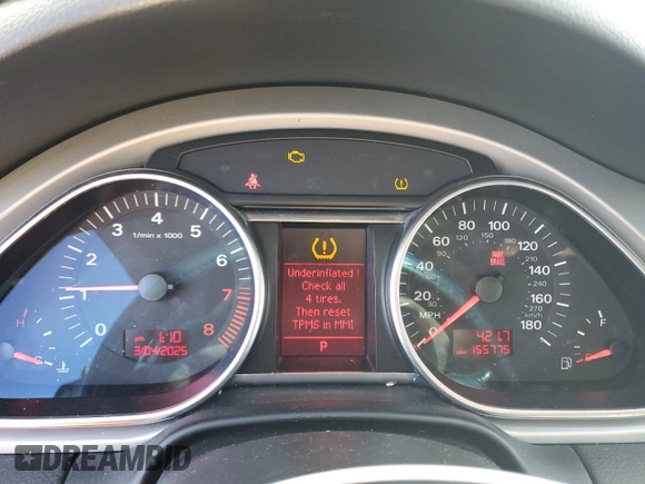 2009 Audi Q7 with VIN WA1AY74L59D011912, listed as a Copart auction lot 46671635 with 155,775 mi miles and Salvage title. Bid and sale history available at DreamBid. Image 9.
