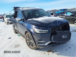 2018 Infiniti QX80 Luxe z VIN JN8AZ2NC7J9441294, wystawiony jako IAAI lot #41579723 z przebiegiem 63 498 mil mil oraz . Historia ofert i sprzedaży dostępna na DreamBid. Obrazek 1.