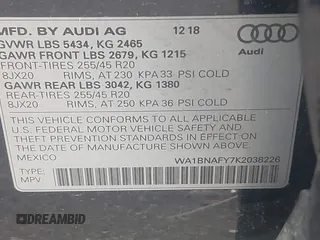 2019 Audi Q5 Premium Plus z VIN WA1BNAFY7K2038226, wystawiony jako IAAI lot #41374252 z przebiegiem 94 054 mil mil oraz . Historia ofert i sprzedaży dostępna na DreamBid. Obrazek 9.