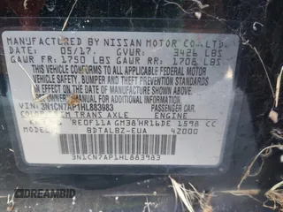 2017 Nissan Versa S Plus z VIN 3N1CN7AP1HL883983, wystawiony jako IAAI lot #42797132 z przebiegiem 179 584 mil mil oraz . Historia ofert i sprzedaży dostępna na DreamBid. Obrazek 9.