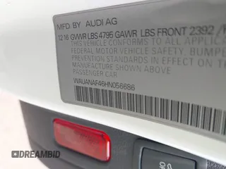 2017 Audi A4 Premium с VIN WAUANAF46HN056686, выставлен на аукционе IAAI как лот 42404649 с пробегом 41 707 миль миль и . История ставок и продаж доступна на DreamBid. Изображение 9.