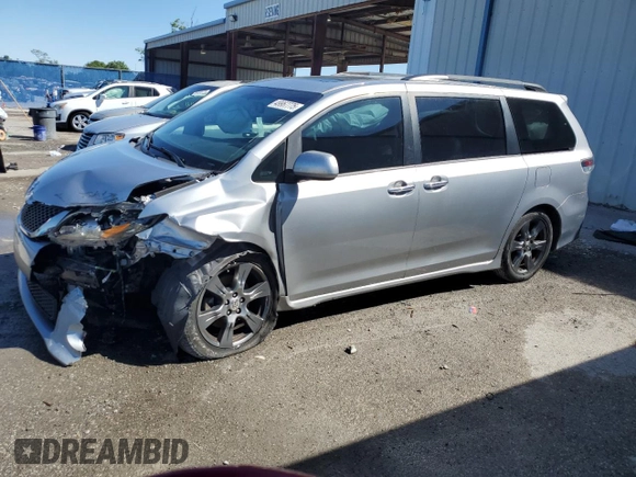 2017 Toyota Sienna SE with VIN 5TDXZ3DC0HS818945, listed as a Copart auction lot 49967775 with 103,571 mi miles and Salvage Title. Bid and sale history available at carsss.com. Image 1.