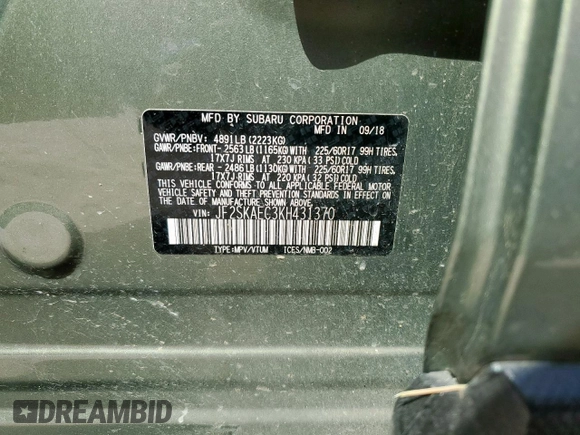2019 Subaru Forester Premium with VIN JF2SKAEC3KH431370, listed as a Copart auction lot 61427485 with 87,642 mi miles and Salvage title. Bid and sale history available at DreamBid. Image 14.