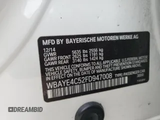 2015 BMW 7 Series 740Li with VIN WBAYE4C52FD947008, listed as a Copart auction lot 45206035 with 123,551 mi miles and Salvage Title. Bid and sale history available at DreamBid. Image 12.