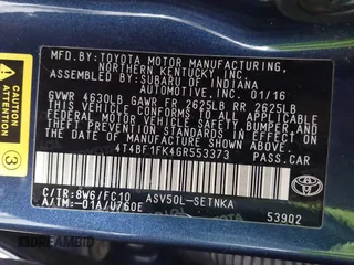 2016 Toyota Camry XLE with VIN 4T4BF1FK4GR553373, listed as a IAAI auction lot 41776384 with 157,690 mi miles. Bid and sale history available at carsss.com. Image 9.