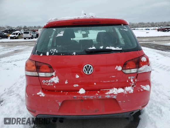 2013 Volkswagen Golf TDI with VIN WVWDM7AJ3DW089104, listed as a Copart auction lot 44526985 with 73,570 mi miles and Salvage title. Bid and sale history available at DreamBid. Image 6.