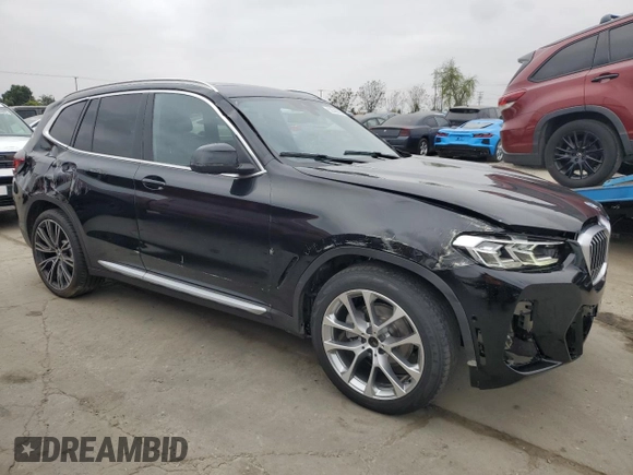 2024 BMW X3 sDrive30i with VIN WBX47DP01RN277348, listed as a Copart auction lot 55596065 with 8,151 mi miles and Salvage Title. Bid and sale history available at DreamBid. Image 4.