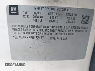 2014 Cadillac ATS Standard AWD with VIN 1G6AG5RX8E0152177, listed as a IAAI auction lot 42095293 with 143,485 mi miles and . Bid and sale history available at carsss.com. Image 9.