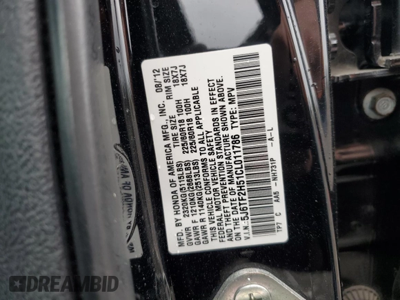 2012 Honda Crosstour EX-L z VIN 5J6TF2H51CL011786, wystawiony jako Copart lot #54544335 z przebiegiem 80 232 mil mil oraz Szkoda całkowita • Salvage title. Historia ofert i sprzedaży dostępna na DreamBid. Obrazek 12.