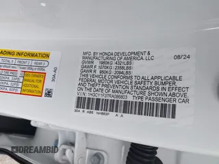 2024 Honda Accord EX с VIN 1HGCY1F37RA086803, выставлен на аукционе IAAI как лот 41507748 с пробегом 6 308 миль миль и . История ставок и продаж доступна на DreamBid. Изображение 9.
