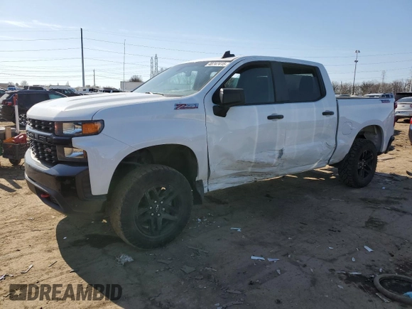 2021 Chevrolet Silverado 1500 Custom Trail Boss with VIN 1GCPYCEF3MZ352934, listed as a Copart auction lot 48747415 with 56,017 mi miles and Salvage Title. Bid and sale history available at DreamBid. Image 1.