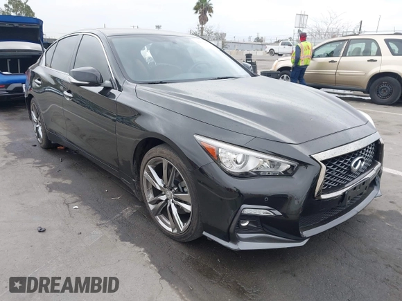 2021 Infiniti Q50 Signature Edition with VIN JN1EV7CP7MM706053, listed as a IAAI auction lot 42036446 with 26,392 mi miles and . Bid and sale history available at DreamBid. Image 1.