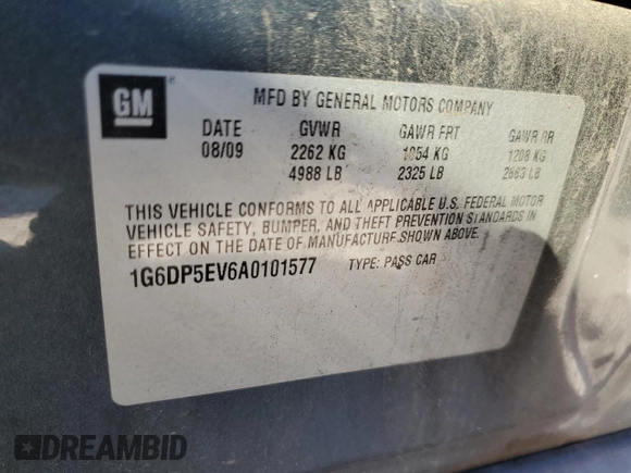 2010 Cadillac CTS Premium with VIN 1G6DP5EV6A0101577, listed as a Copart auction lot 87003524 with Not provided miles and Salvage title. Bid and sale history available at DreamBid. Image 14.