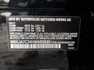 2017 BMW 5 Series 530i xDrive with VIN WBAJA7C34HWA69945, listed as a Copart auction lot 45941025 with Not Provided miles and Salvage Title. Bid and sale history available at carsss.com. Image 12.